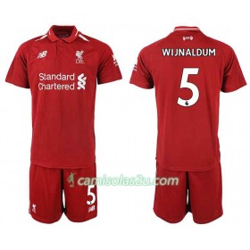Camisolas de Futebol Liverpool WIJNALDUM 5 Criança Equipamento Principal 2018/19 Manga Curta